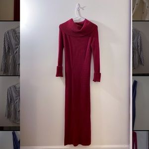Burgundy Maxi Turtle Neck Sweater Dress